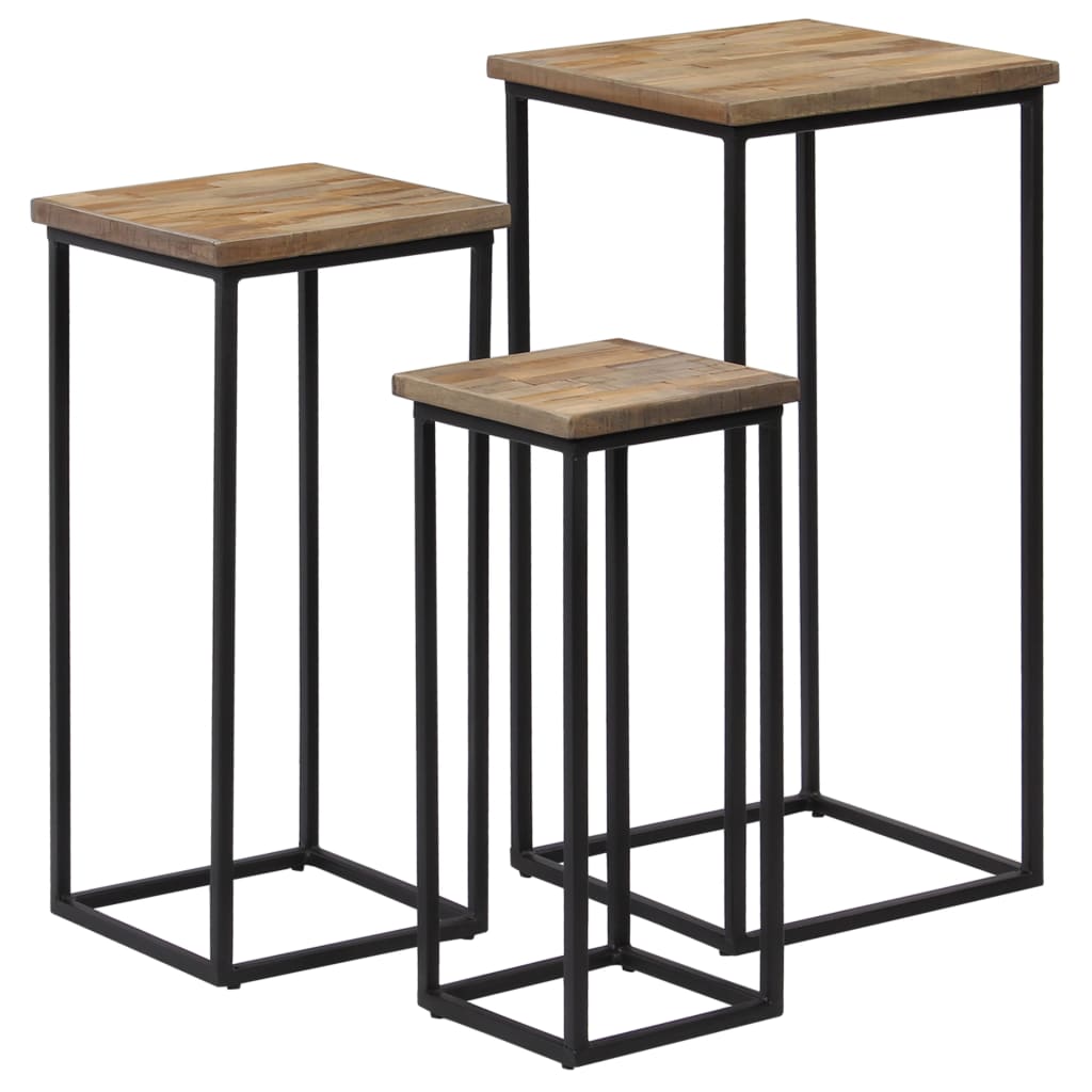 Ensemble de tables pour plante 3 pcs Teck recyclé - XIOS