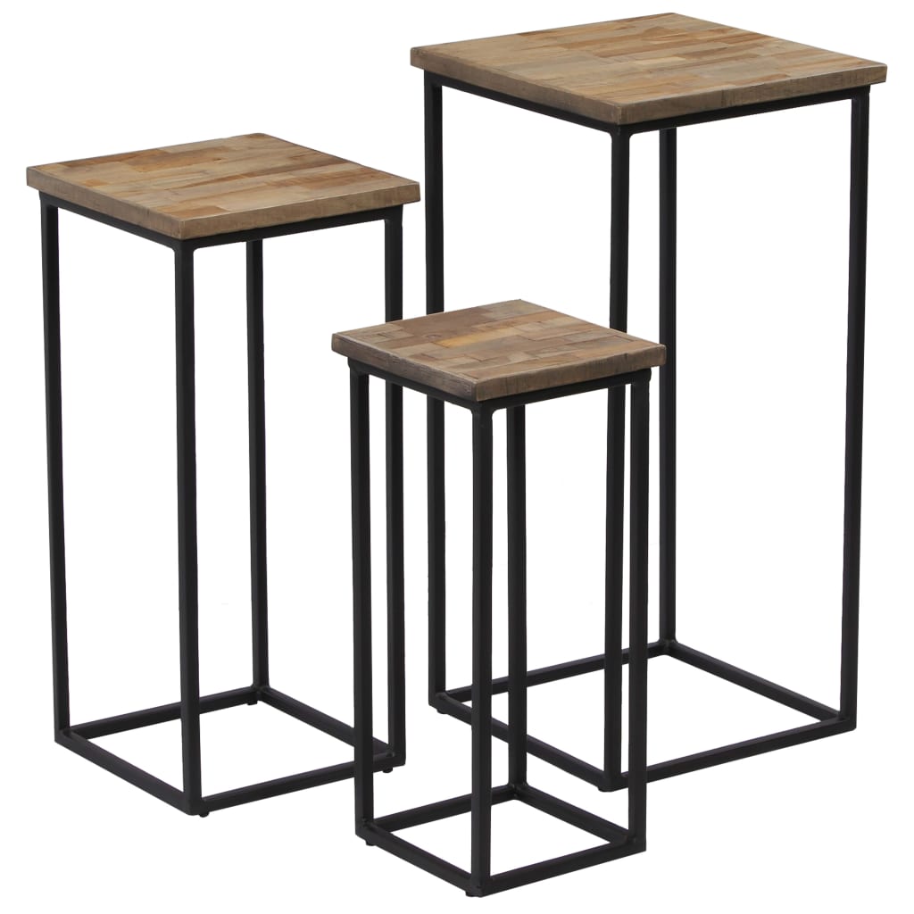 Ensemble de tables pour plante 3 pcs Teck recyclé - XIOS