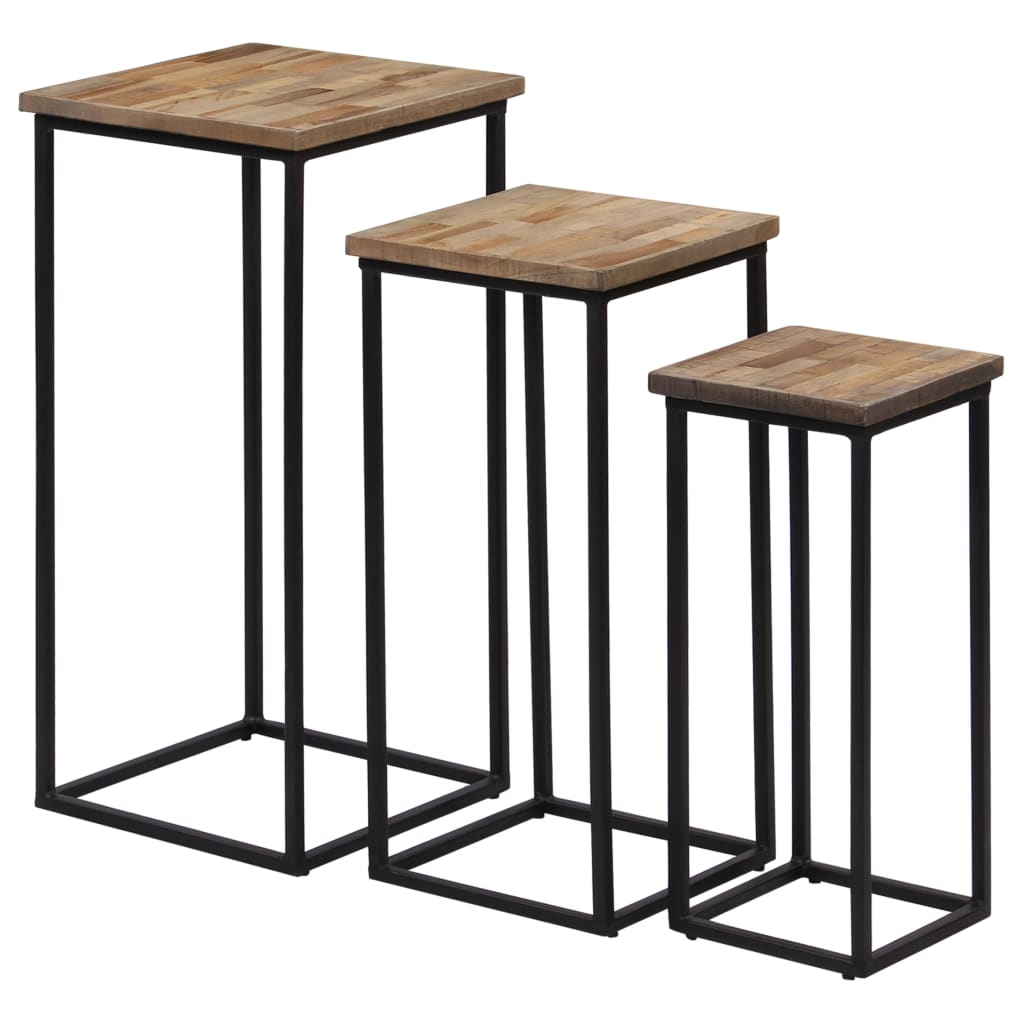 Ensemble de tables pour plante 3 pcs Teck recyclé - XIOS