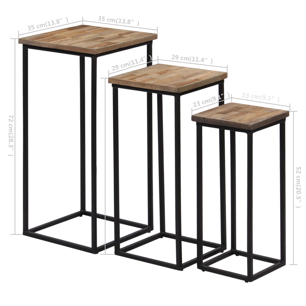 Ensemble de tables pour plante 3 pcs Teck recyclé - XIOS