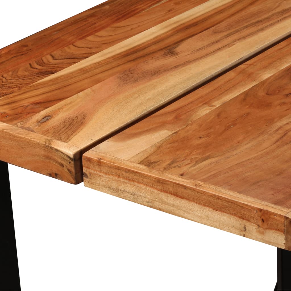 Ensemble de bar 7 pcs Bois d'acacia massif et cuir véritable - XIOS