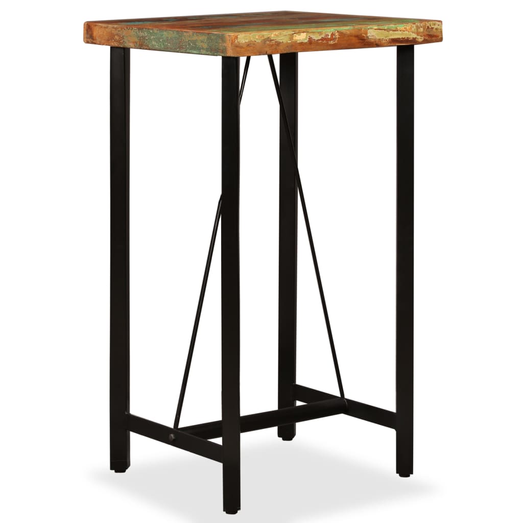 Ensemble de bar 3 pcs Bois de récupération Cuir véritable et toile - XIOS