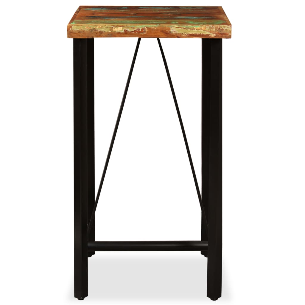 Ensemble de bar 3 pcs Bois de récupération Cuir véritable et toile - XIOS