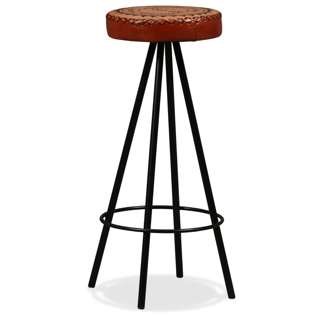 Ensemble de bar 3 pcs Bois de récupération Cuir véritable et toile - XIOS