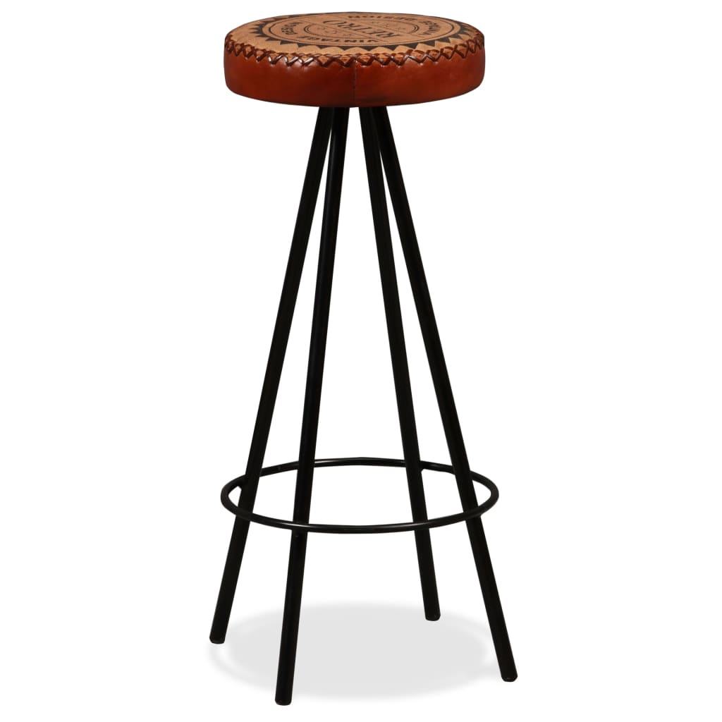 Ensemble de bar 3 pcs Bois de récupération Cuir véritable et toile - XIOS
