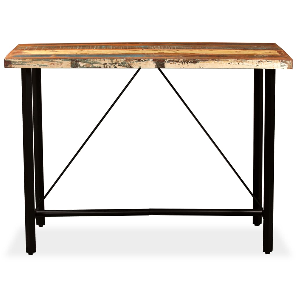 Ensemble de bar 7 pcs Bois de récupération Cuir véritable et toile - XIOS