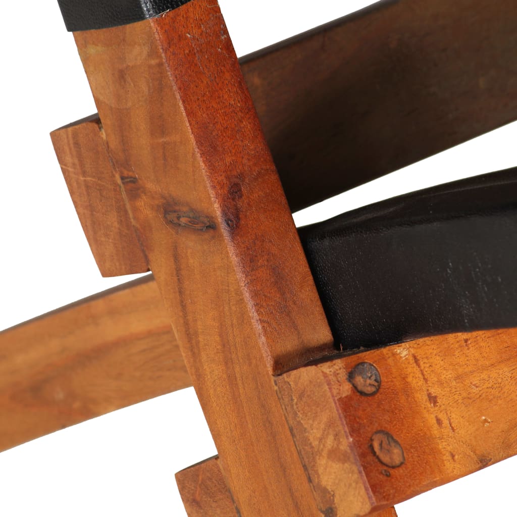 Chaise de relaxation pliable Noir Cuir véritable - XIOS