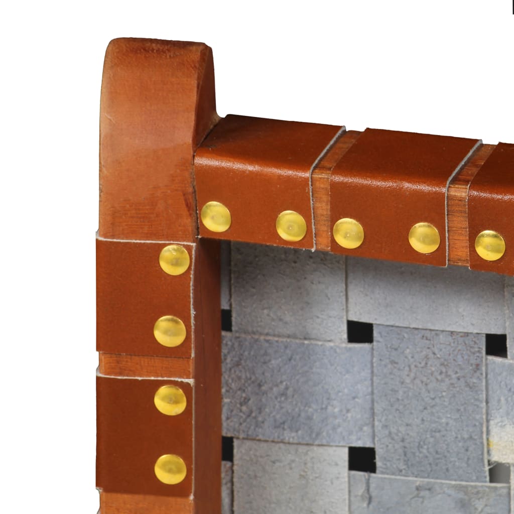 Chaise pliable bandes croisées marron cuir véritable - XIOS