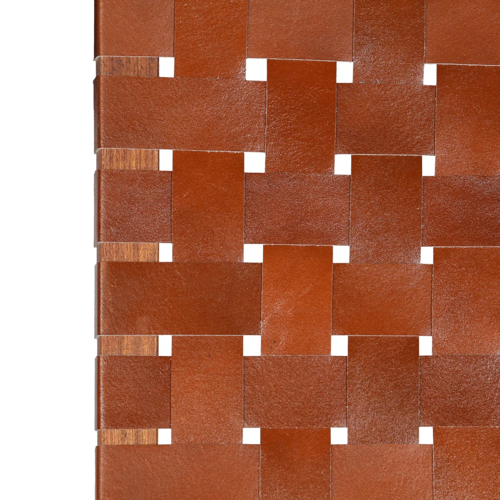 Chaise pliable bandes croisées marron cuir véritable - XIOS