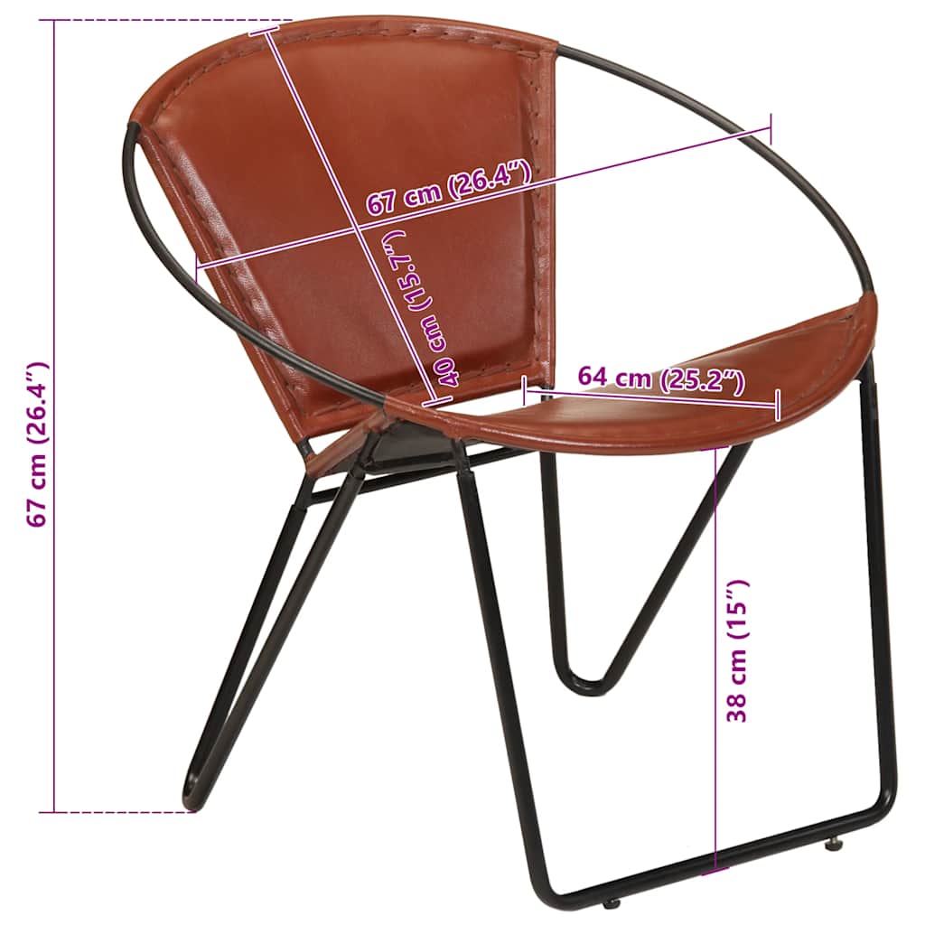 Chaise marron cuir véritable - XIOS