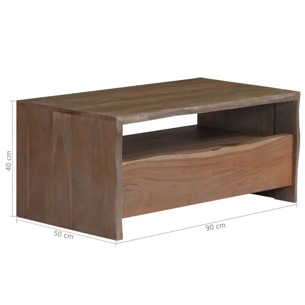 Table basse Acacia massif Bord assorti 90x50x40 cm Gris - XIOS