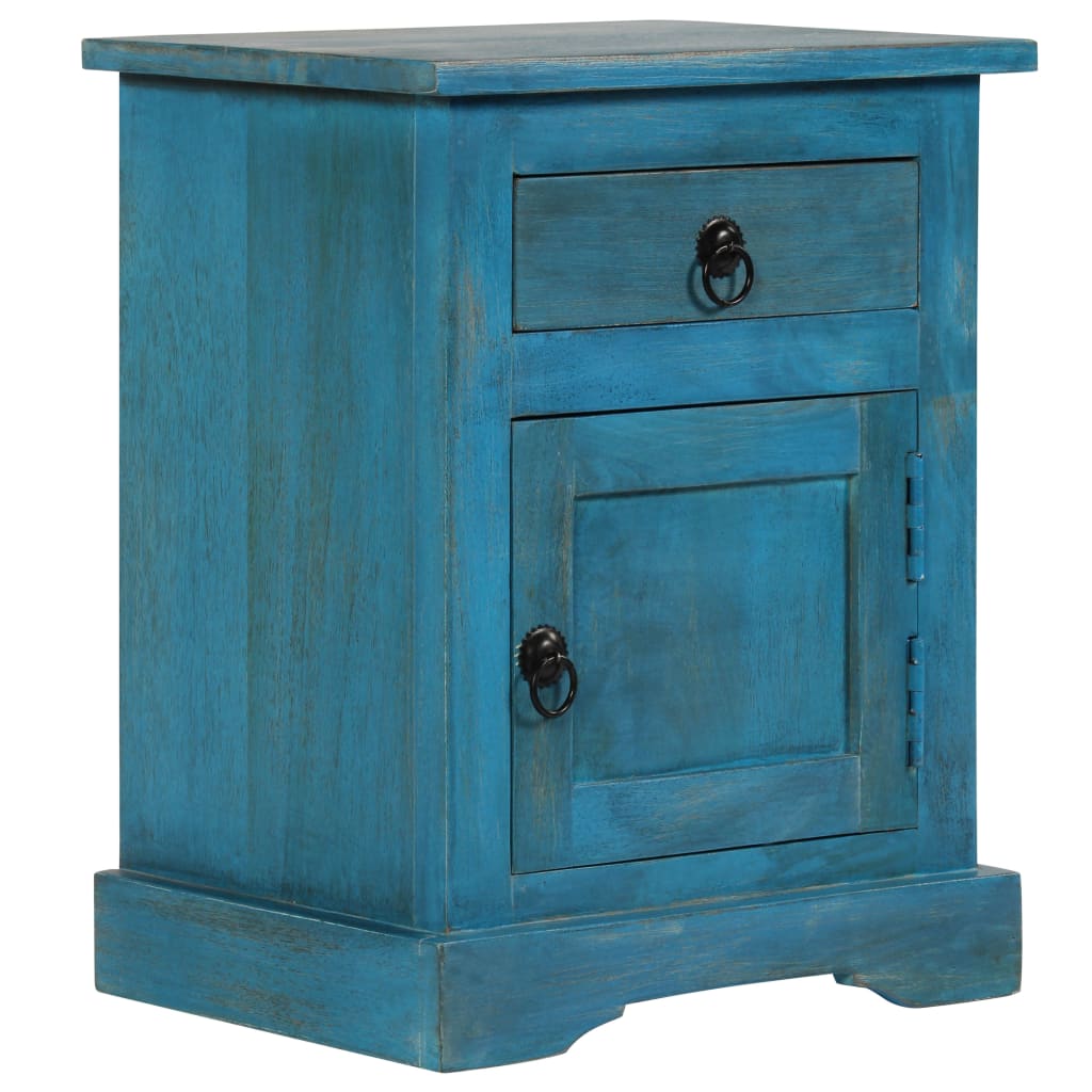 Table de chevet Bois de manguier massif 40x30x50 cm Bleu - XIOS