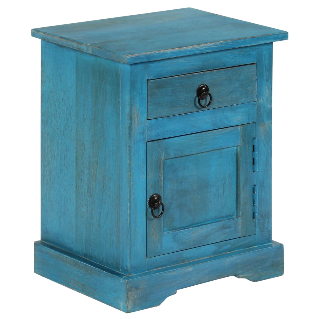 Table de chevet Bois de manguier massif 40x30x50 cm Bleu - XIOS