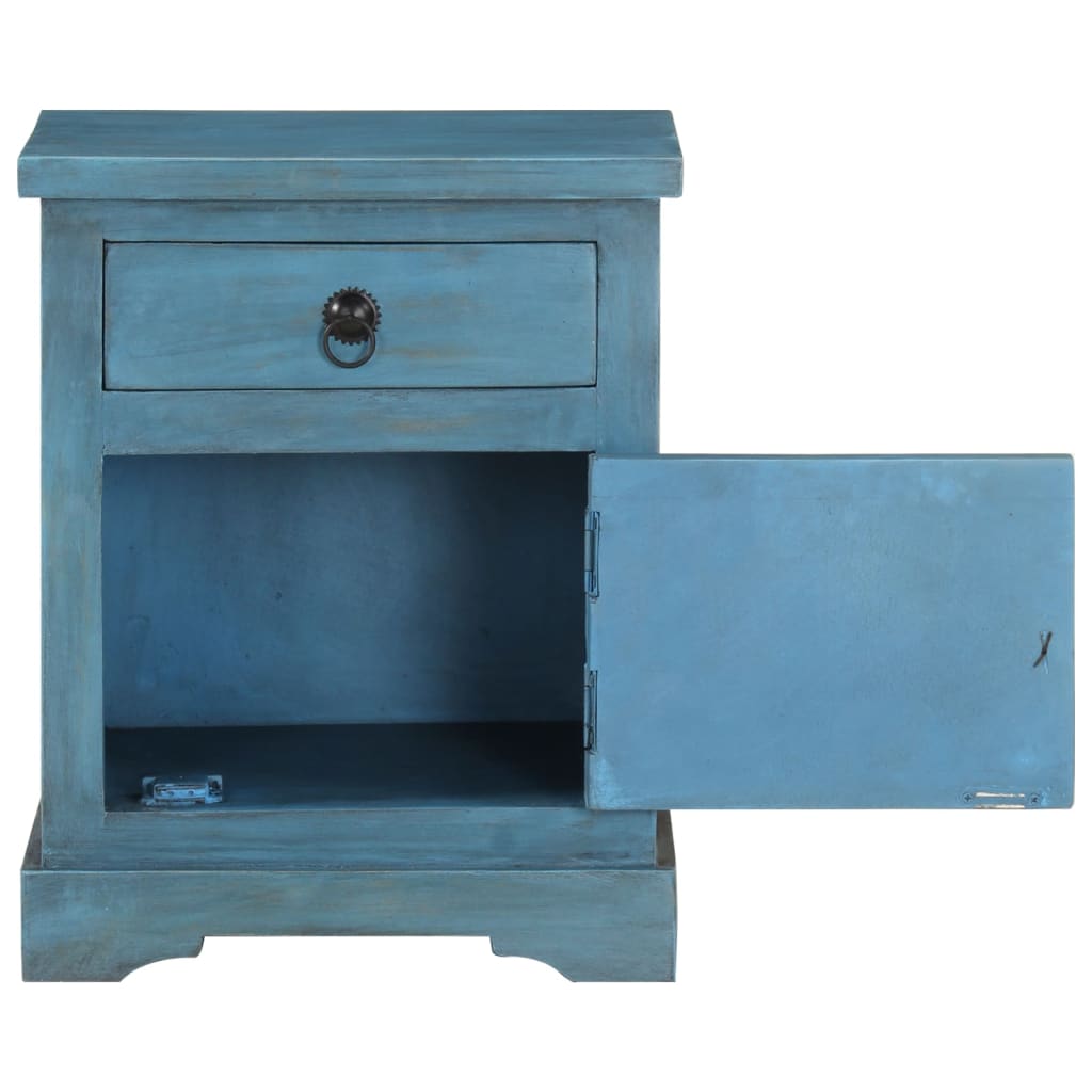Table de chevet Bois de manguier massif 40x30x50 cm Bleu - XIOS