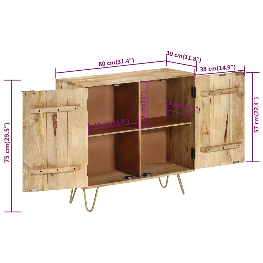 Buffet 80x30x75 cm Bois de manguier solide - XIOS