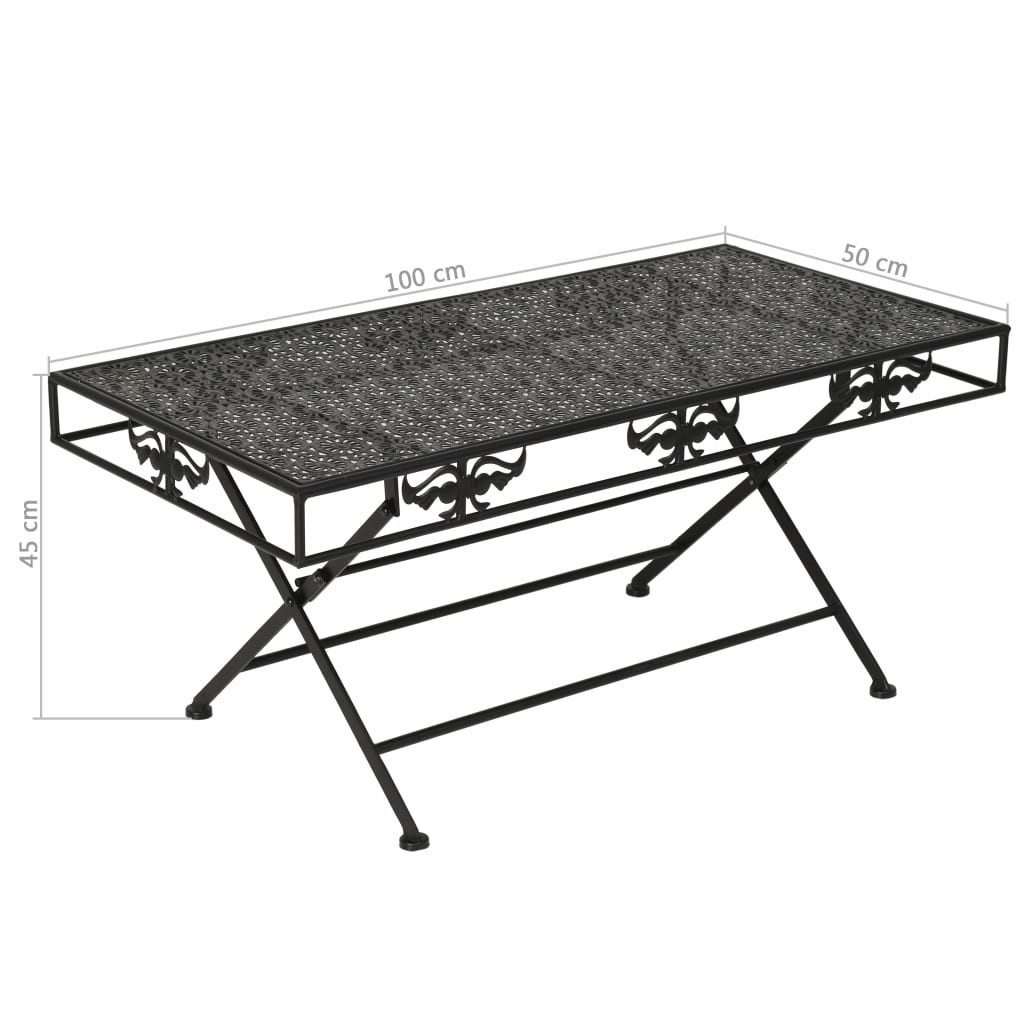 Table basse pliante Style vintage Métal 100x50x45 cm Noir - XIOS