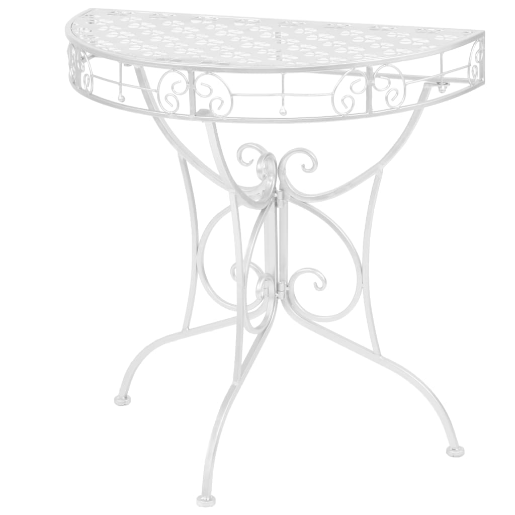 Table d'appoint Vintage Demi-ronde Métal 72x36x74 cm Argenté - XIOS