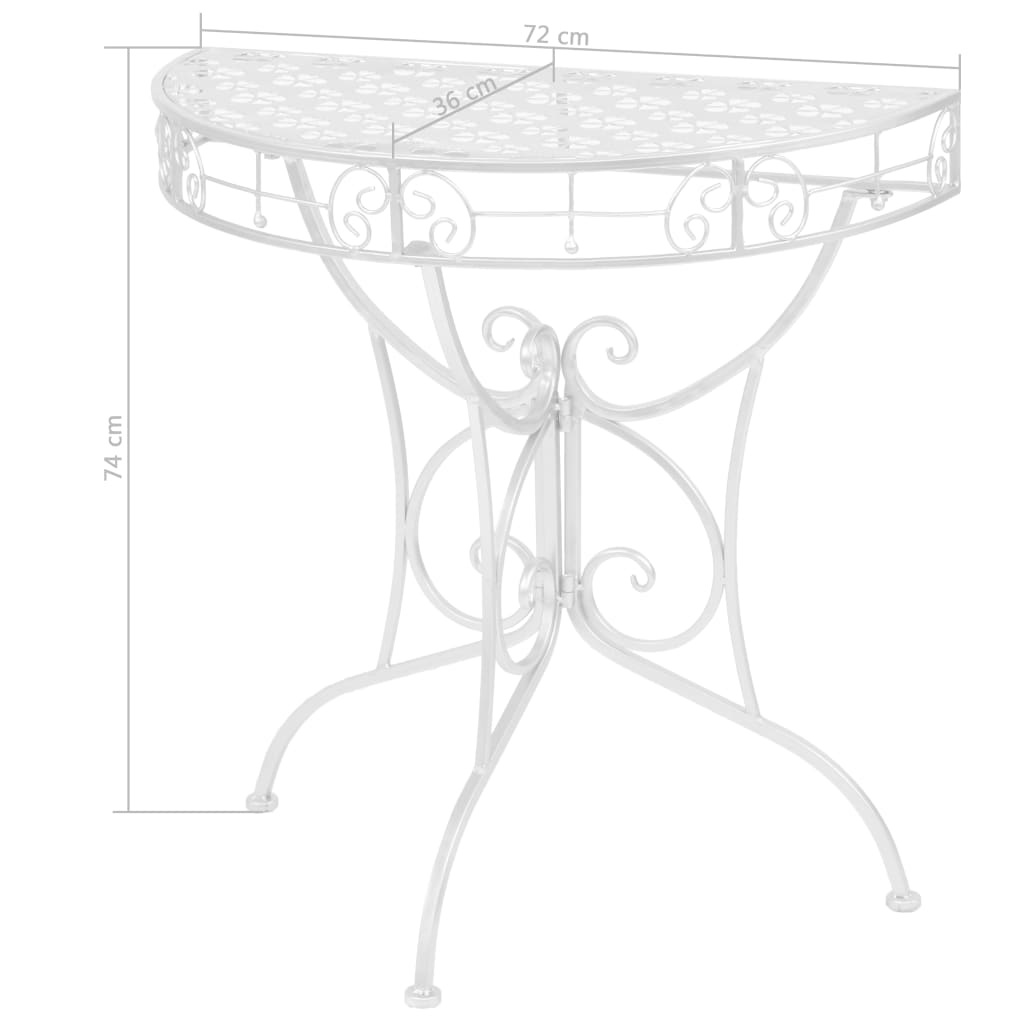 Table d'appoint Vintage Demi-ronde Métal 72x36x74 cm Argenté - XIOS