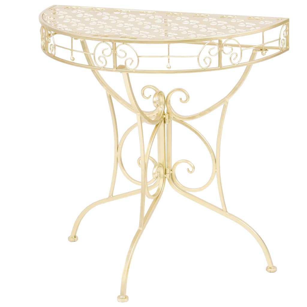 Table d'appoint Vintage Demi-ronde Métal 72x36x74 cm Doré - XIOS