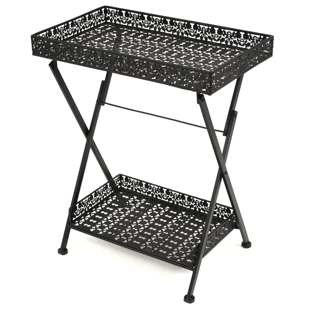 Table à thé pliante Style vintage Métal 58 x 35 x 72 cm Noir - XIOS