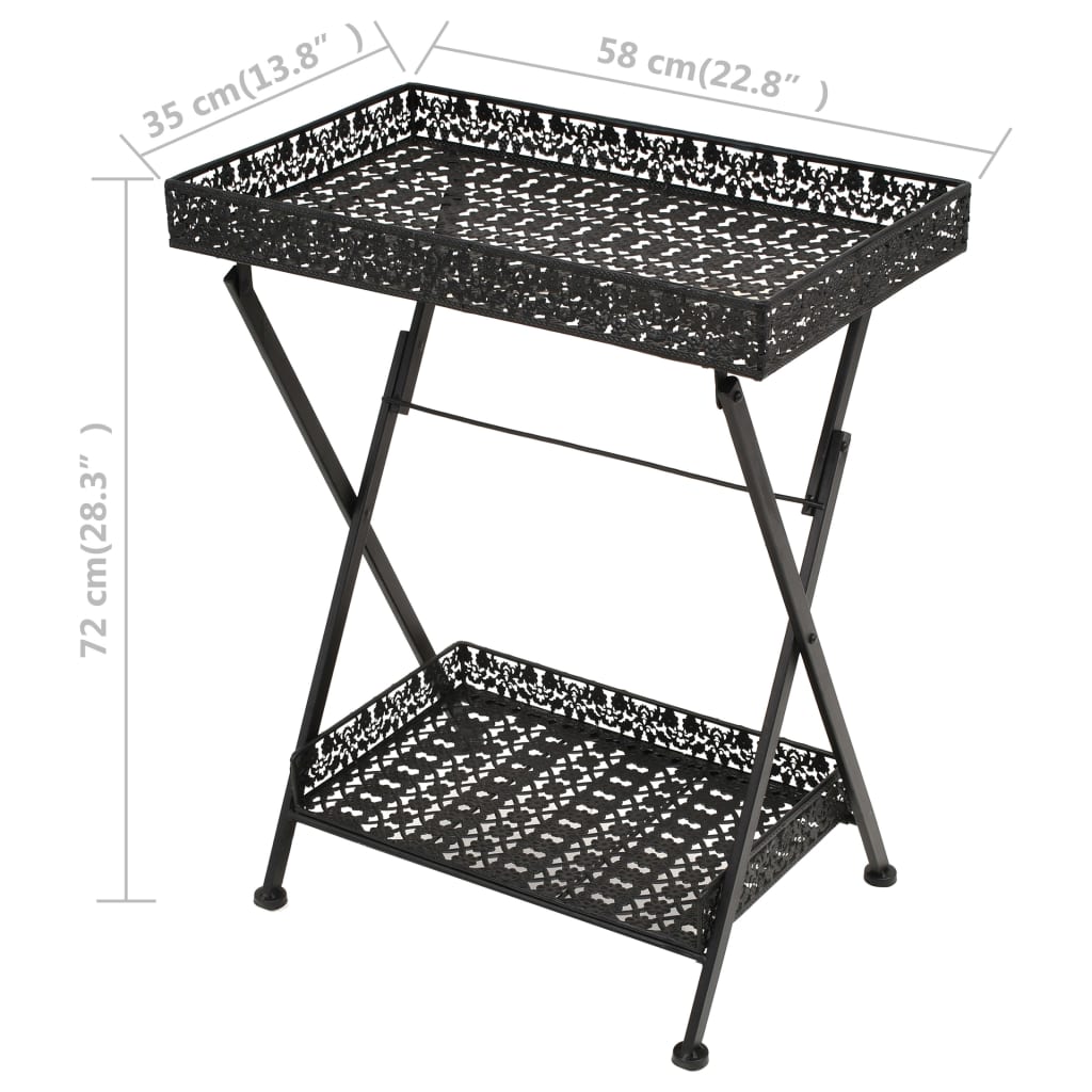 Table à thé pliante Style vintage Métal 58 x 35 x 72 cm Noir - XIOS