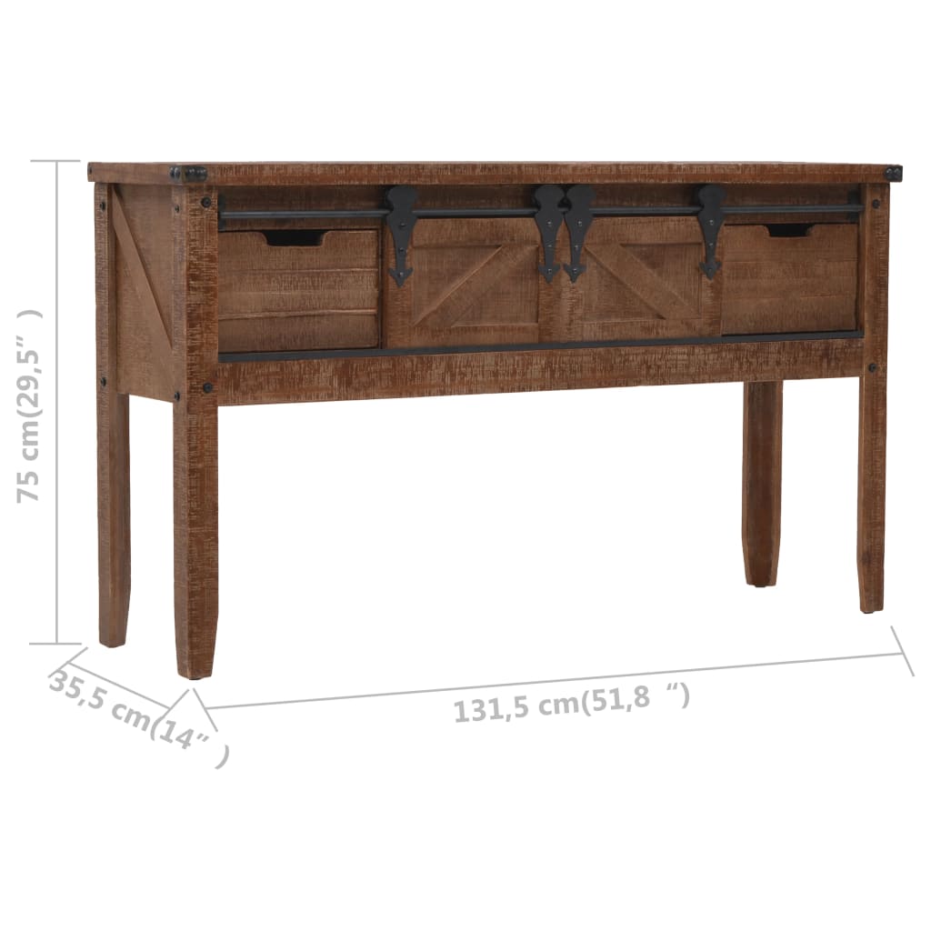 Table console Bois massif de sapin 131 x 35,5 x 75 cm Marron - XIOS