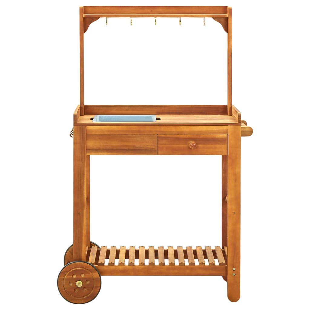 Chariot de cuisine de jardin Bois d'acacia 92x43,5x141,5 cm - XIOS