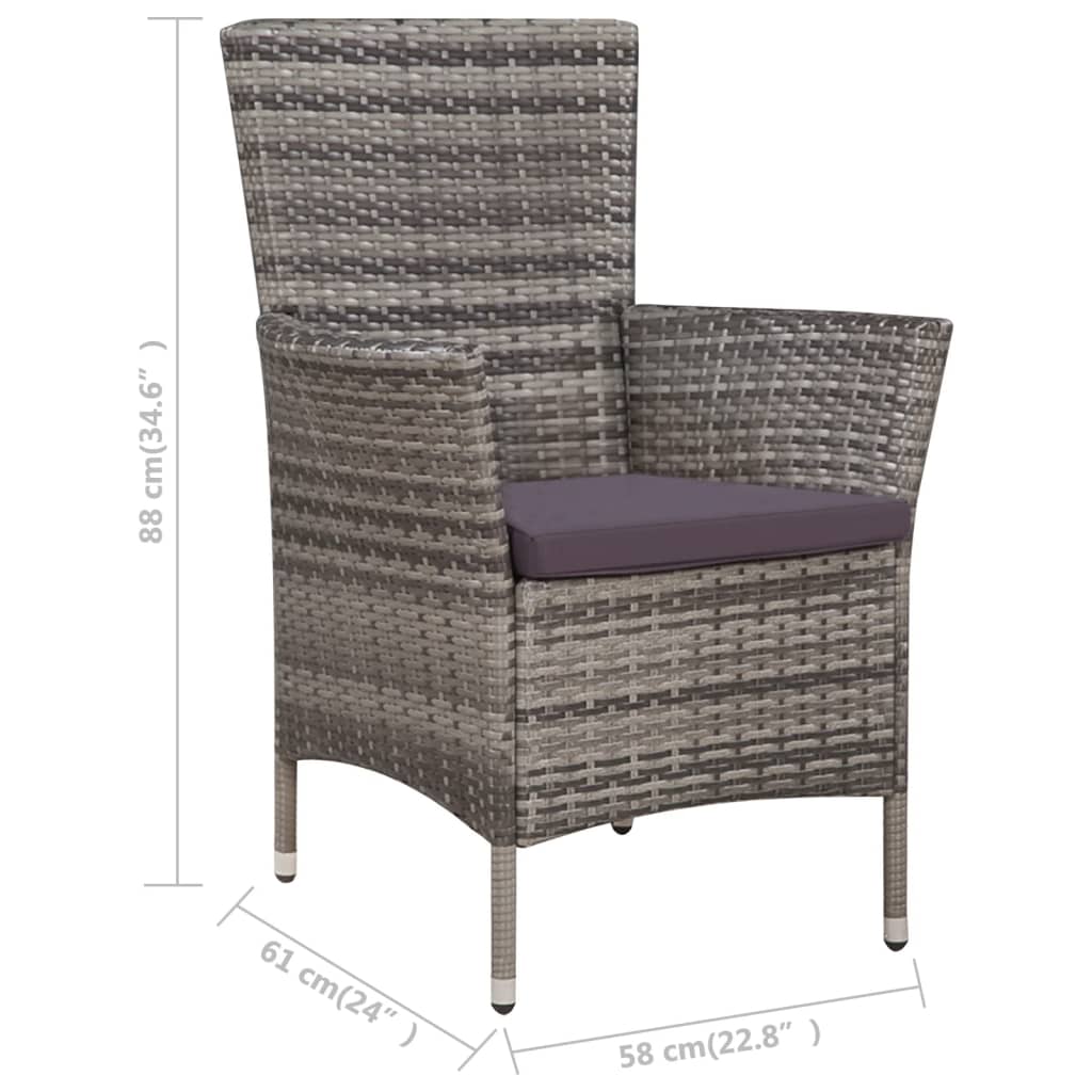 Ensemble à manger d'extérieur 5pcs coussins résine tressée gris - XIOS