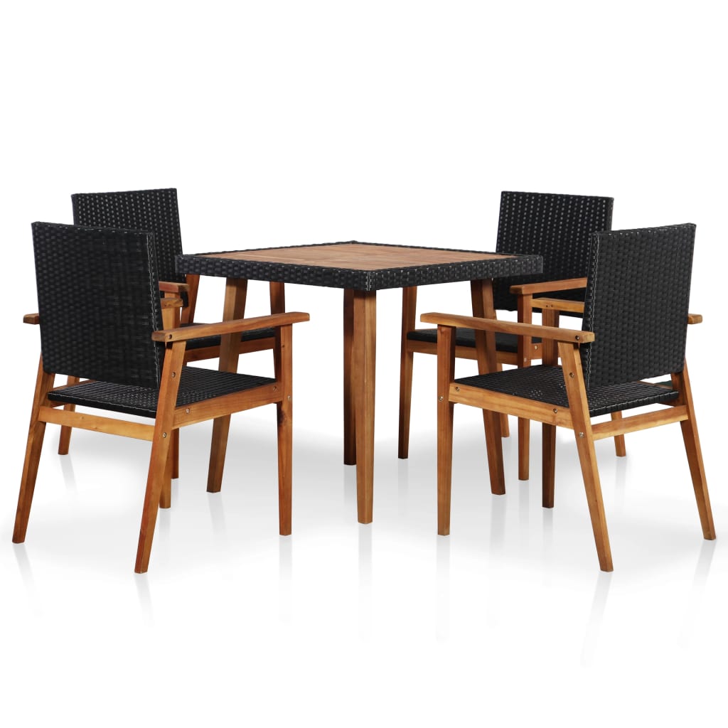 Ensemble à manger d'extérieur 5 pcs Résine tressée Noir marron - XIOS
