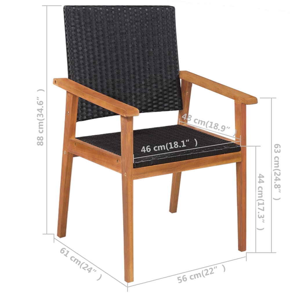 Ensemble à manger d'extérieur 5 pcs Résine tressée Noir marron - XIOS