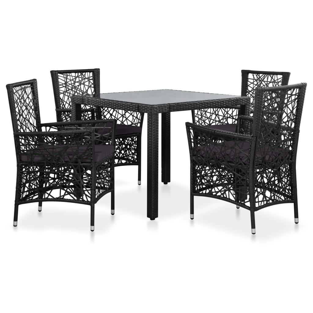 Ensemble à manger d'extérieur 5 pcs Résine tressée Noir - XIOS