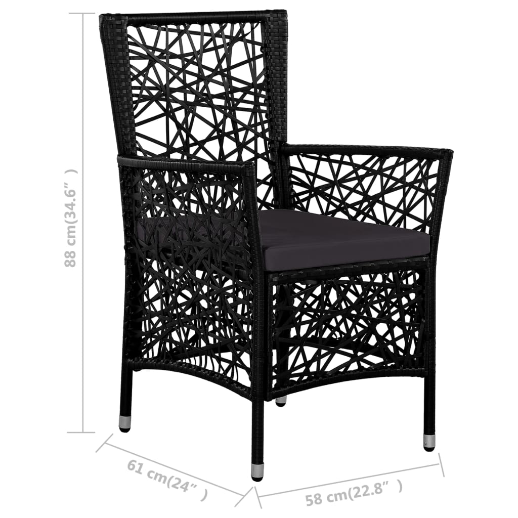 Ensemble à manger d'extérieur 5 pcs Résine tressée Noir - XIOS