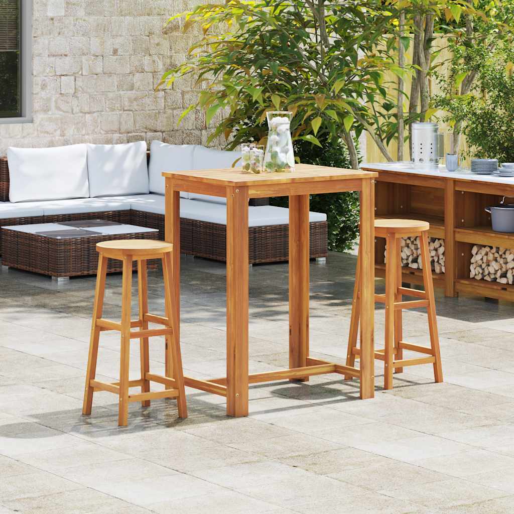 Tabourets de bar lot de 2 bois d'acacia massif - XIOS