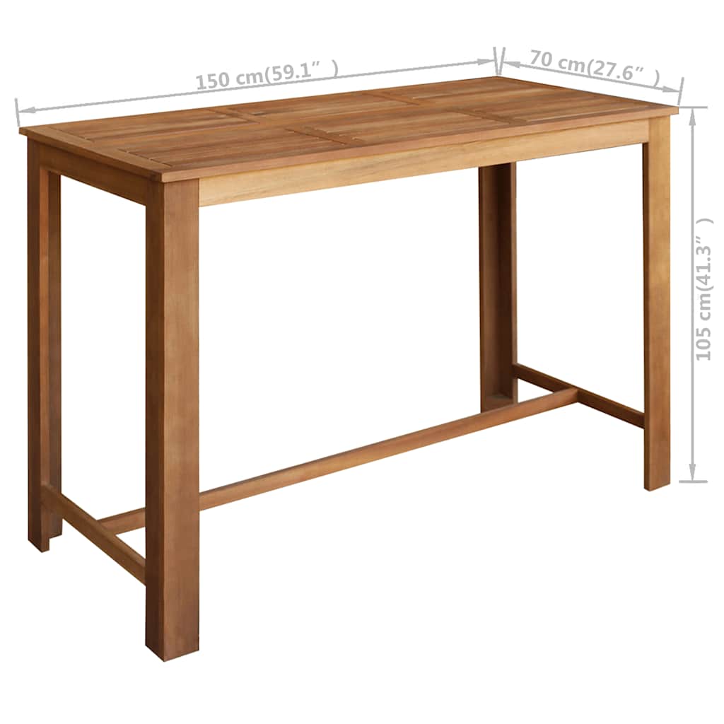 Table de bar Bois d'acacia massif 150x70x105 cm - XIOS