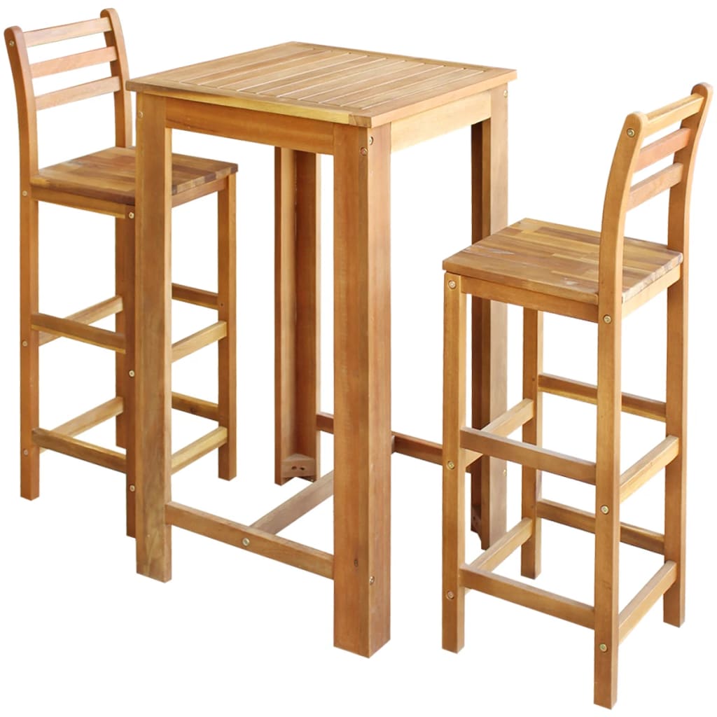 Table et chaises de bar 3 pcs Bois d'acacia massif Meubles de salle à manger vidaXL