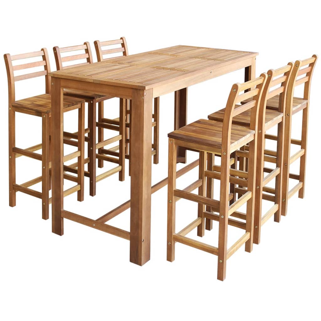 Table et chaises de bar 7 pcs Bois d'acacia massif - XIOS