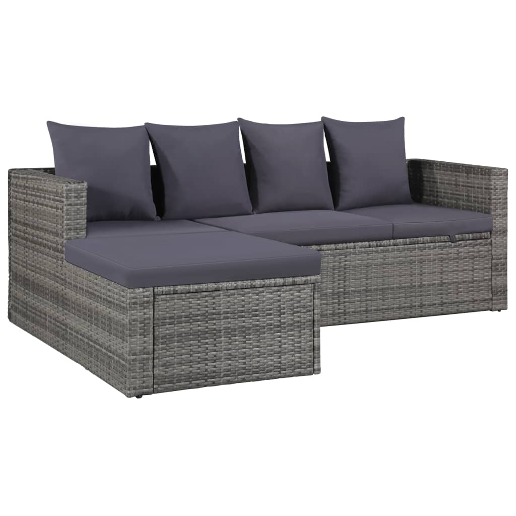 Salon de jardin 4 pcs avec coussins Résine tressée Gris Salons de jardin vidaXL