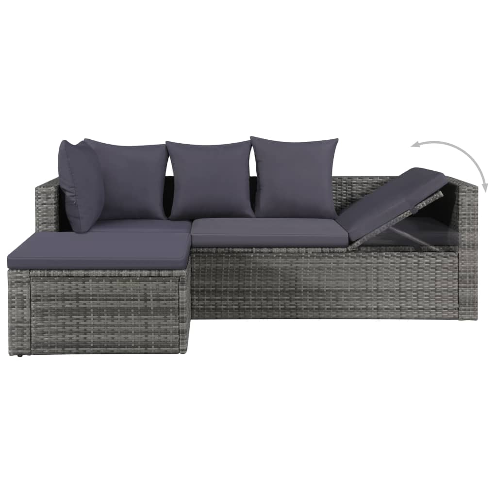 Salon de jardin 4 pcs avec coussins Résine tressée Gris Salons de jardin vidaXL