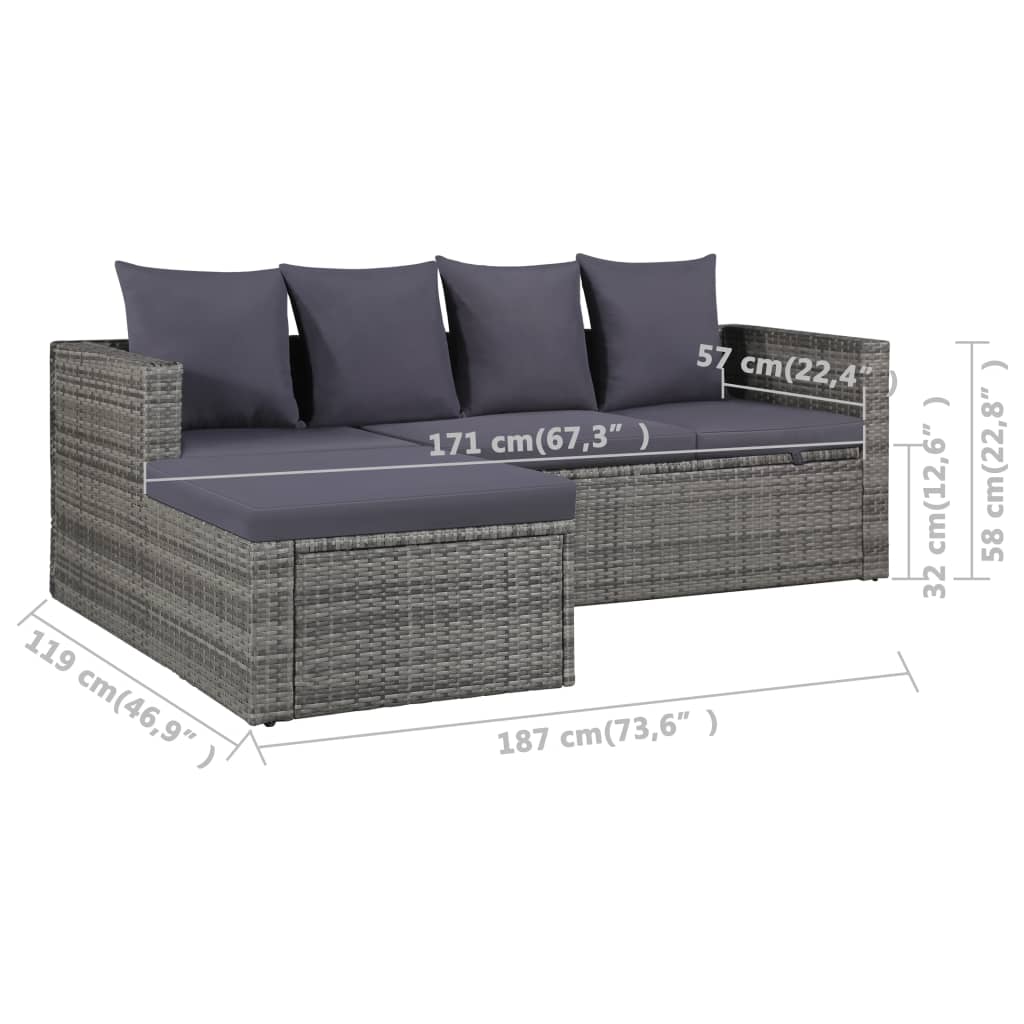 Salon de jardin 4 pcs avec coussins Résine tressée Gris Salons de jardin vidaXL