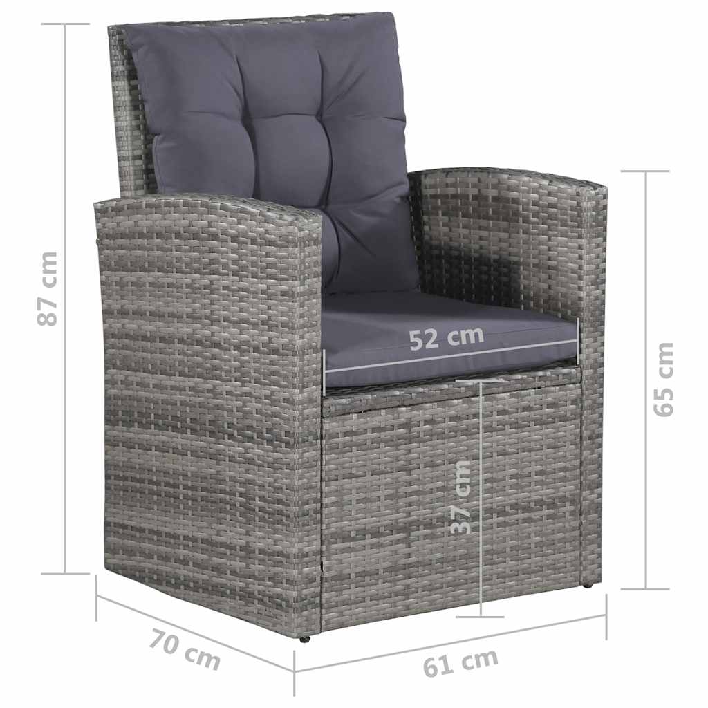 Salon de jardin 6 pcs avec coussins résine tressée gris - XIOS