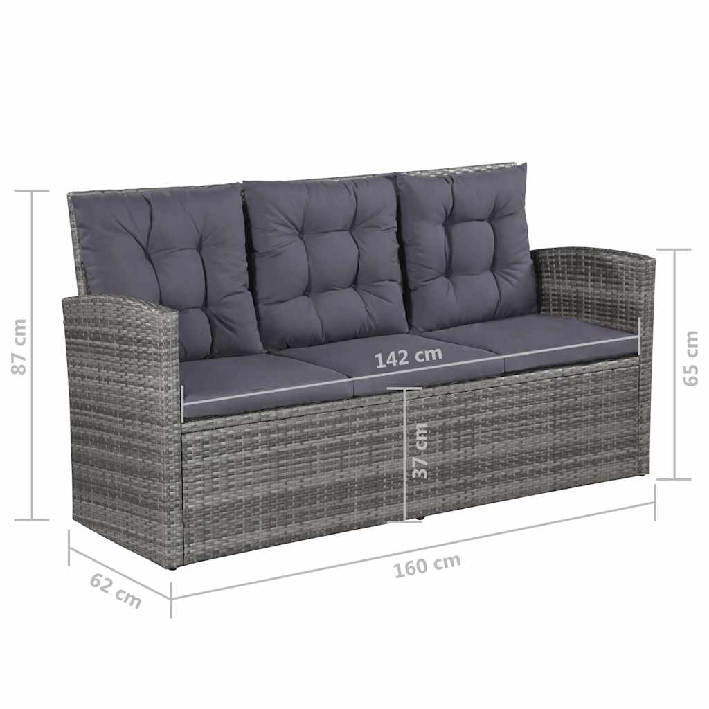 Salon de jardin 6 pcs avec coussins résine tressée gris - XIOS