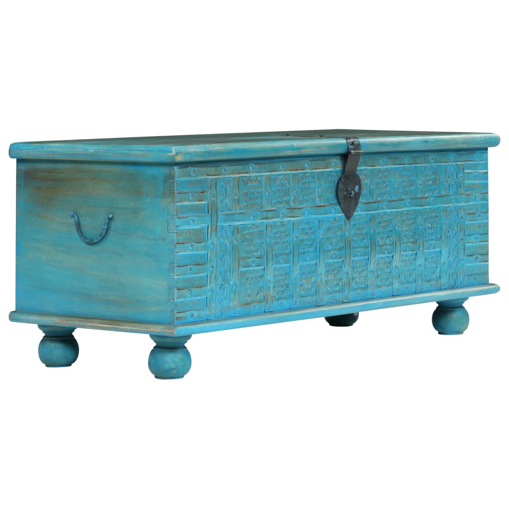 Coffre de rangement Bois de manguier massif 100x40x41 cm Bleu Coffres de rangement vidaXL