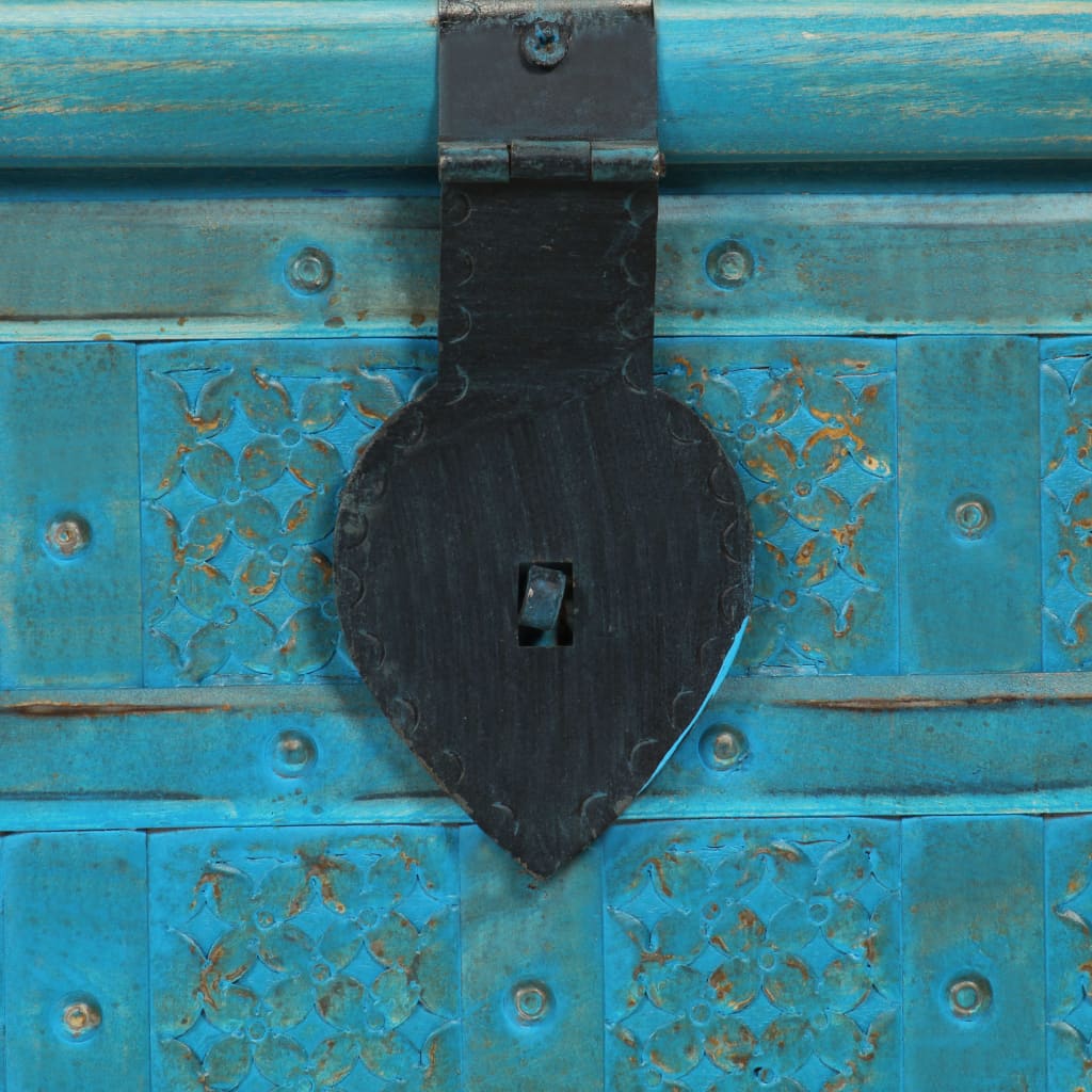 Coffre de rangement Bois de manguier massif 100x40x41 cm Bleu Coffres de rangement vidaXL
