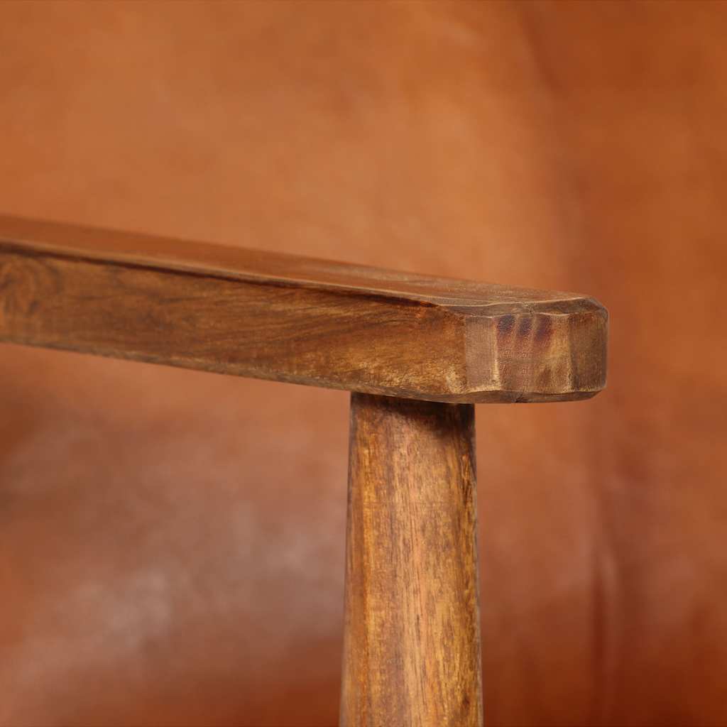 Fauteuil Marron Cuir véritable avec bois d'acacia - XIOS