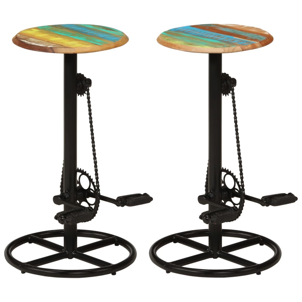 Tabourets de bar lot de 2 bois massif de récupération - XIOS