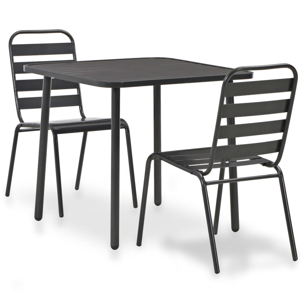 Mobilier de bistro 3 pcs Acier Gris foncé - XIOS