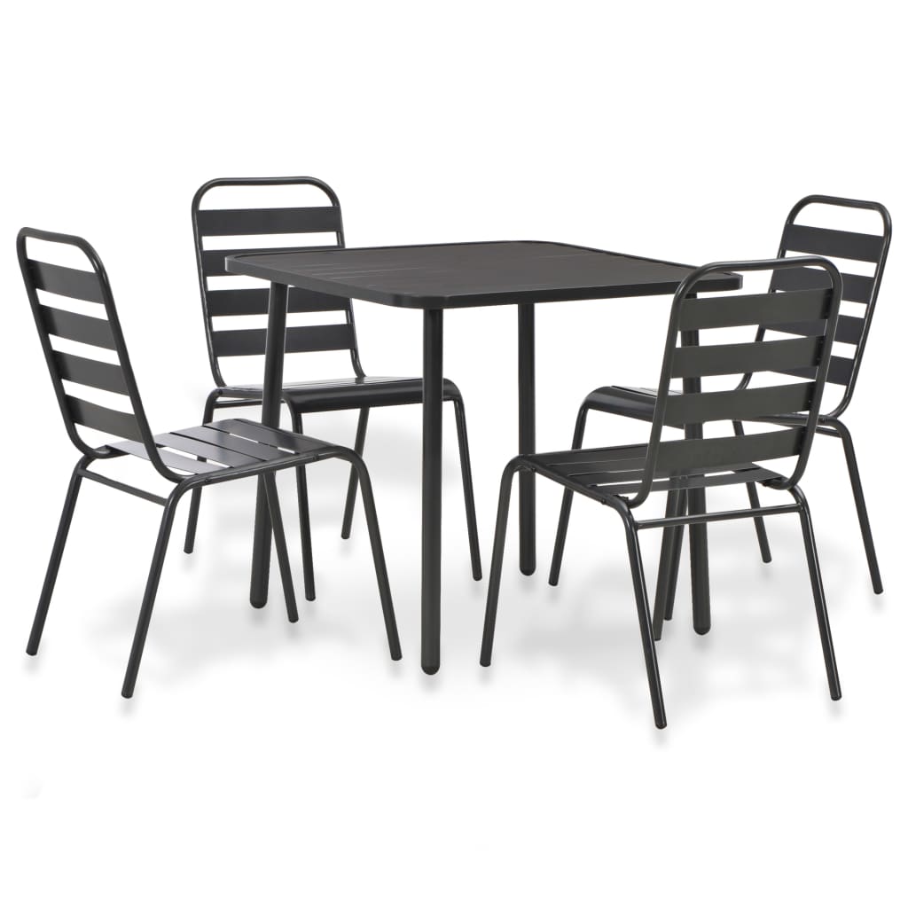 Ensemble à manger d'extérieur 5 pcs Acier Gris foncé - XIOS