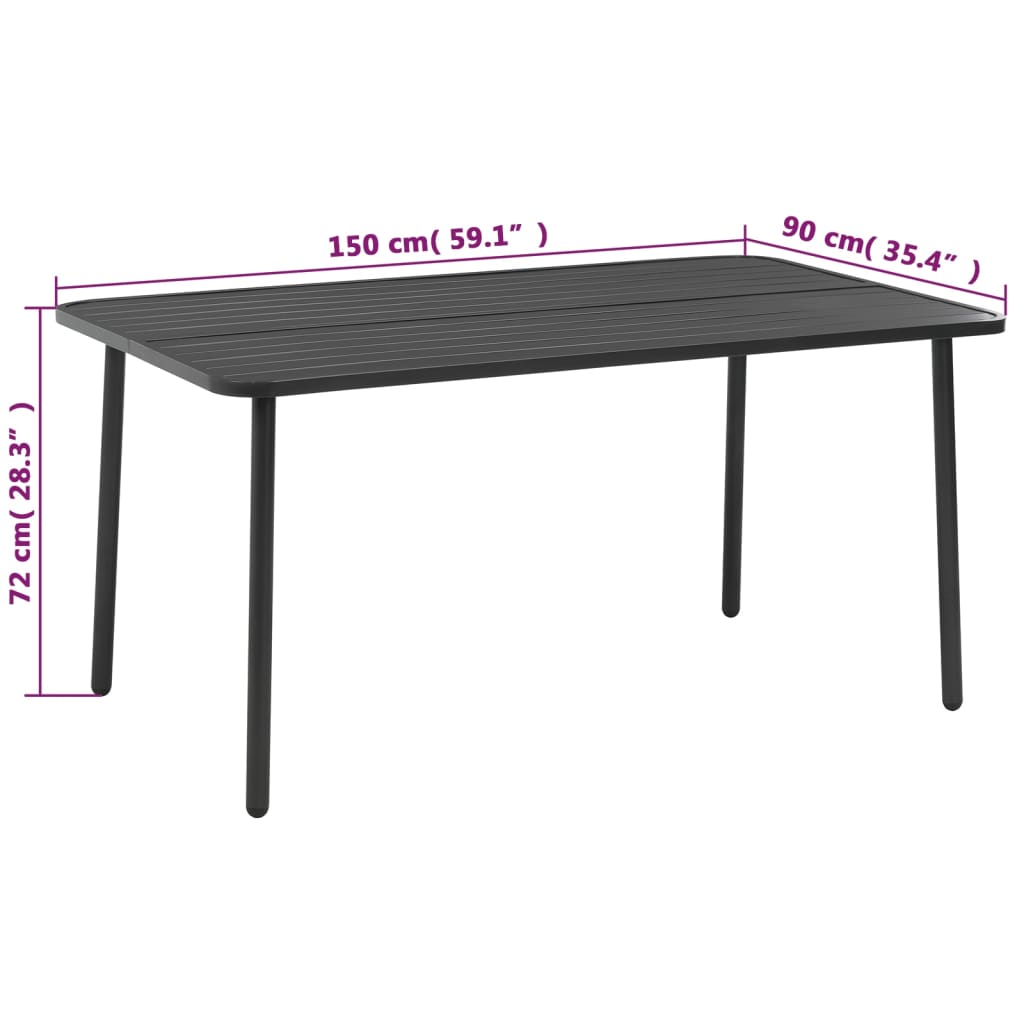 Ensemble à manger d'extérieur 7 pcs Acier Gris foncé - XIOS