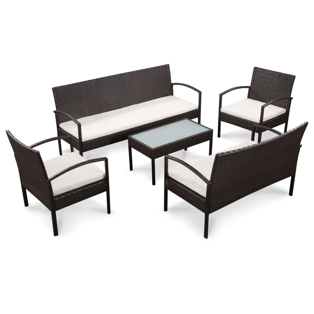 Salon de jardin 5 pcs avec coussins Résine tressée Marron - XIOS