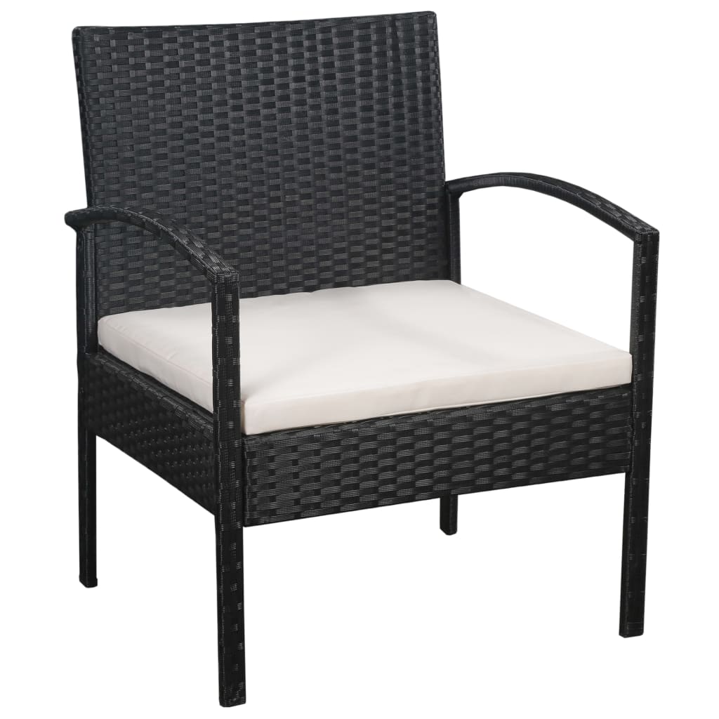Salon de jardin 5 pcs avec coussins résine tressée noir - XIOS